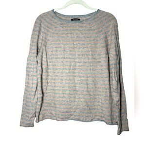 MARC O'POLO Pullover Sweater in Grey/Tan Stripe, Wool & Cashmere Blend Sz L